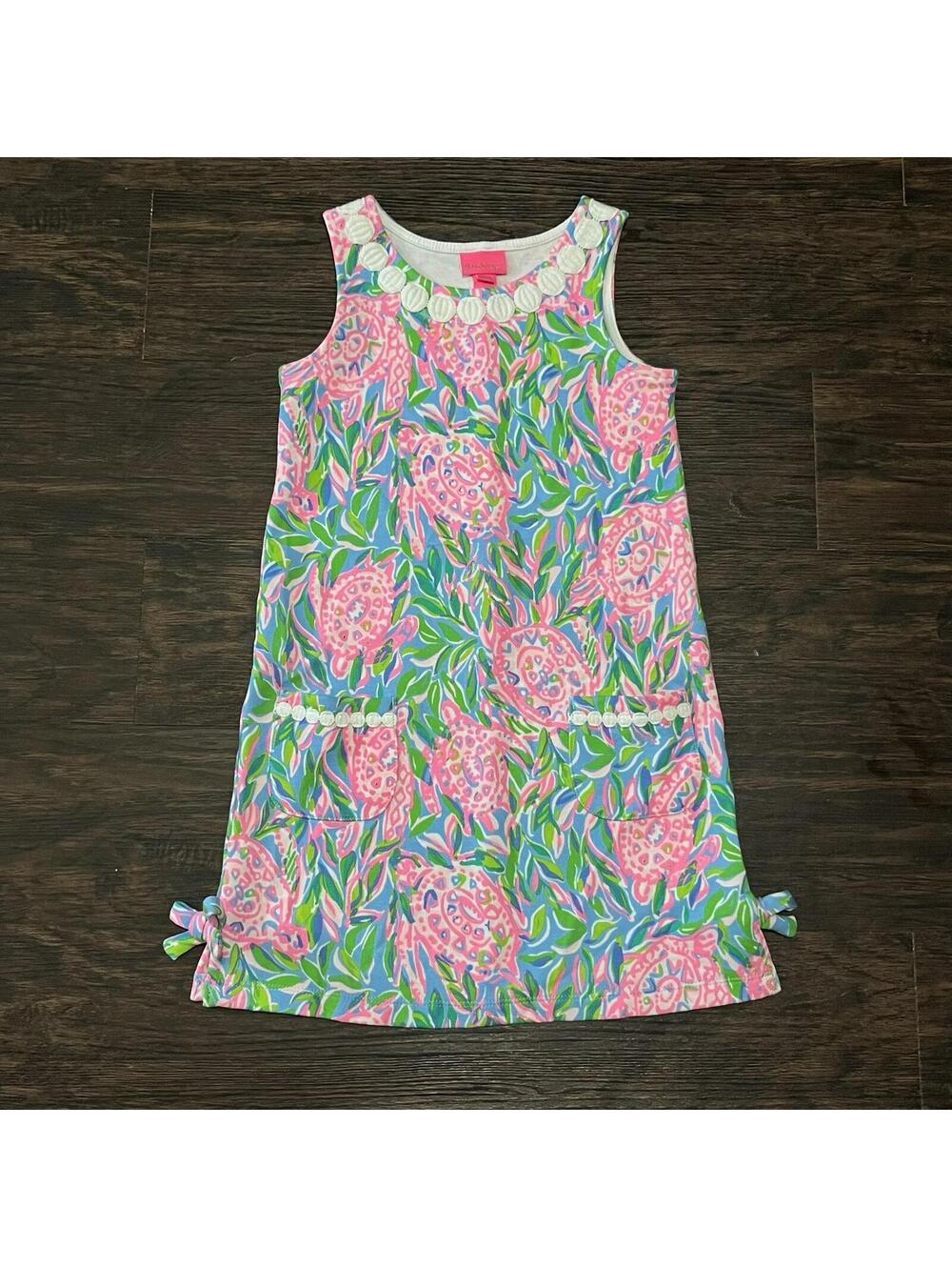 Lilly Pulitzer Girls Knit Shift Dress Turtley In Love Print Size Medium 6-7
